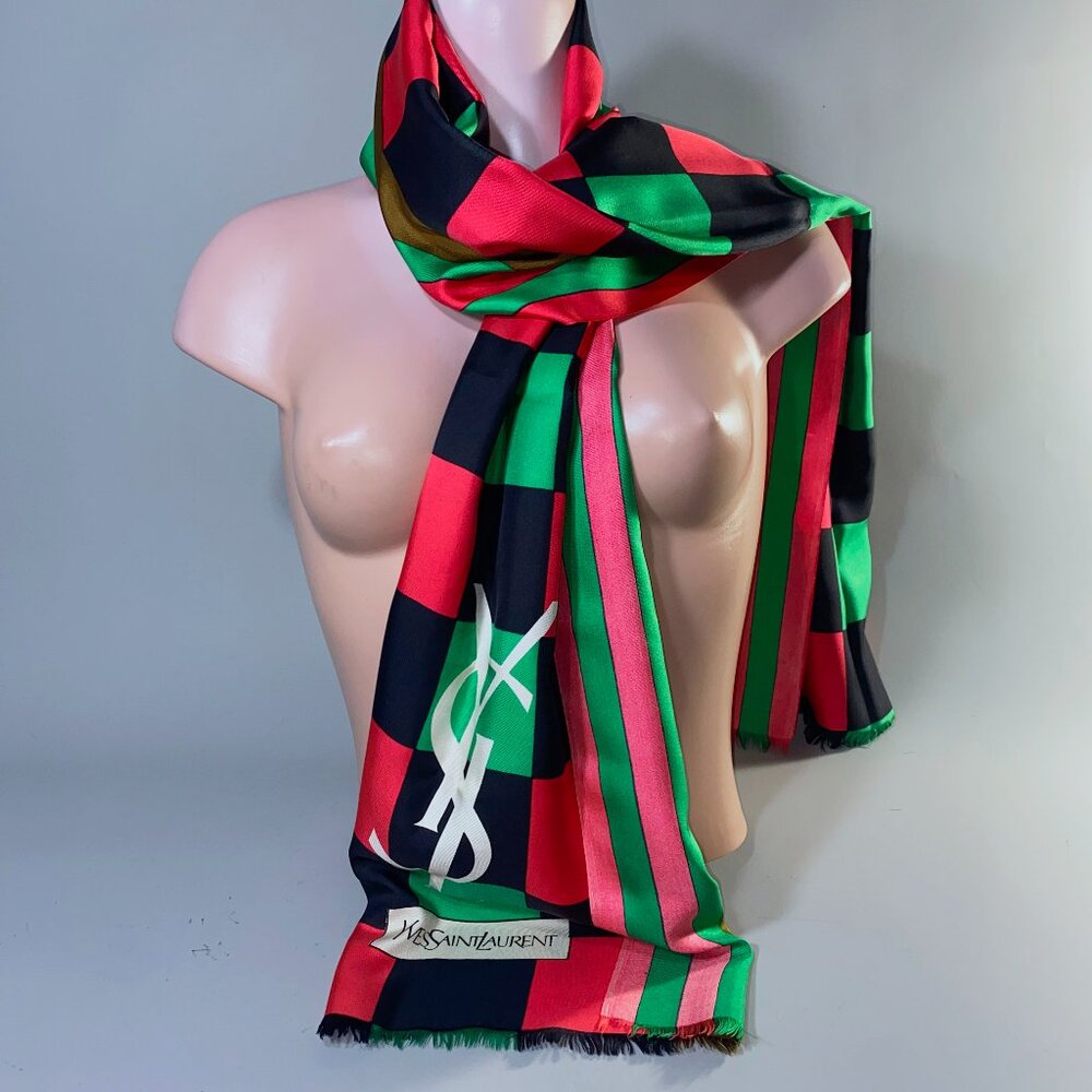 Vintage Yves Saint Laurent Abstract Silk Scarf